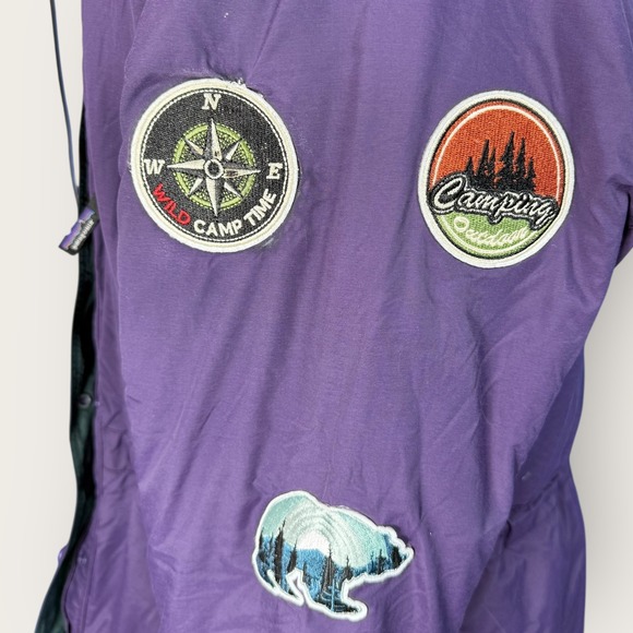 Vintage 90's Patagonia Womens Purple Puffer Jacket Outdoor Camping Patches Sz L - Picture 6 of 11